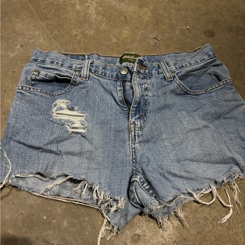 Blue Denim Distressed Women's Shorts